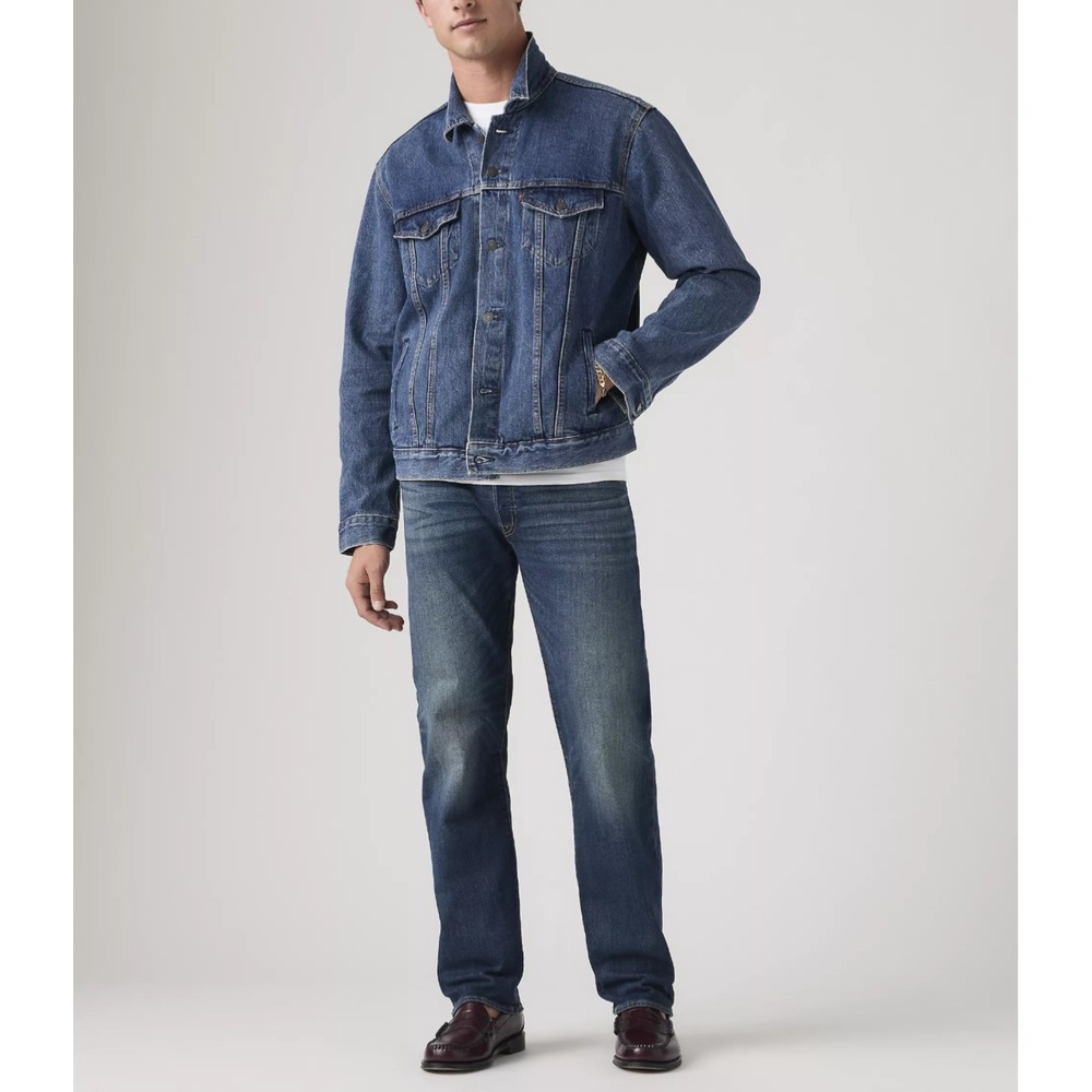Levi's 501 Original Fit Jeans Mens 31x30 Blue Whiskered Denim Straight Leg Logo